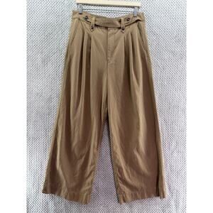 Madewell Harlow Wide Leg Pants Womens 12 Beige Khaki Lyocell Pleated High Rise